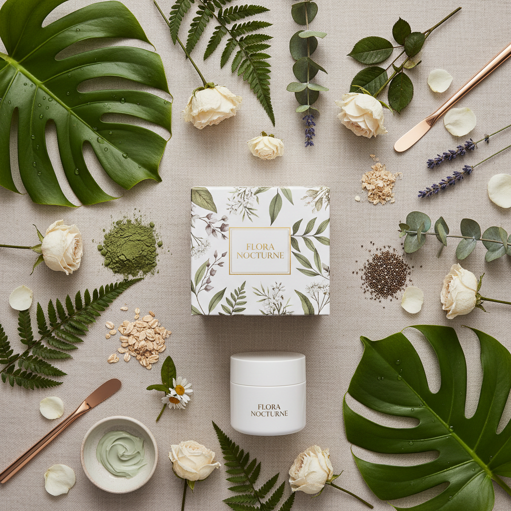Flat lay - Pot blanc botanique
